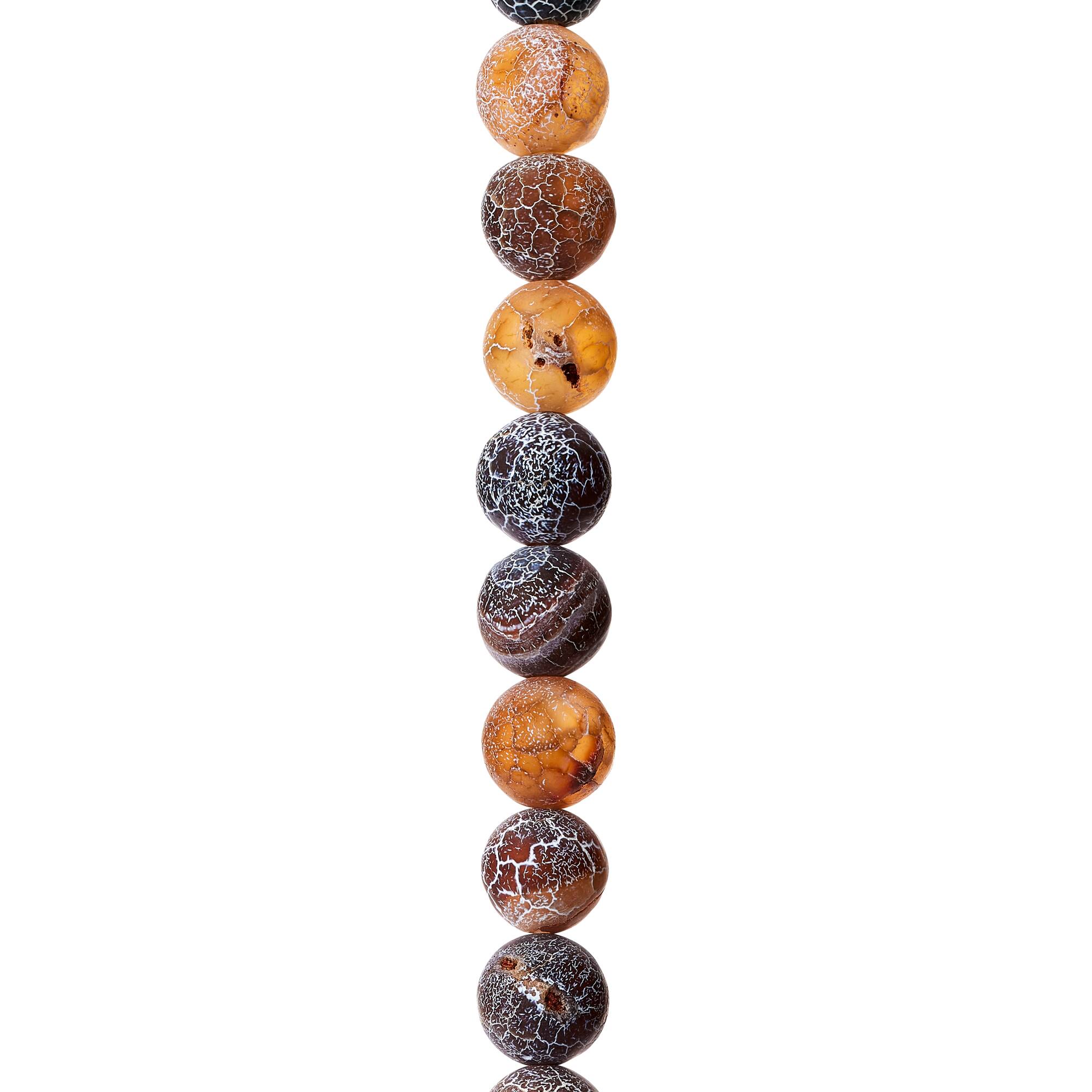 Brown & Black Agate Crackle Matte Round Beads, 10mm by Bead Landing™